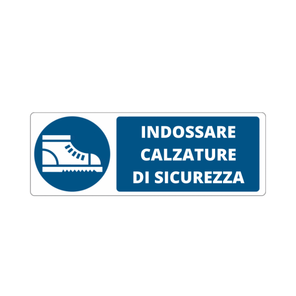 Cartello 'indossare calzature di sicurezza' 310 x 125 mm
